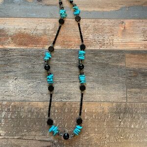 Black and Turquoise Beaded Necklace